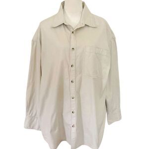 We The Free Cotton Oversized Khaki Button Down Woman's Long Sleeve Shirt Medium